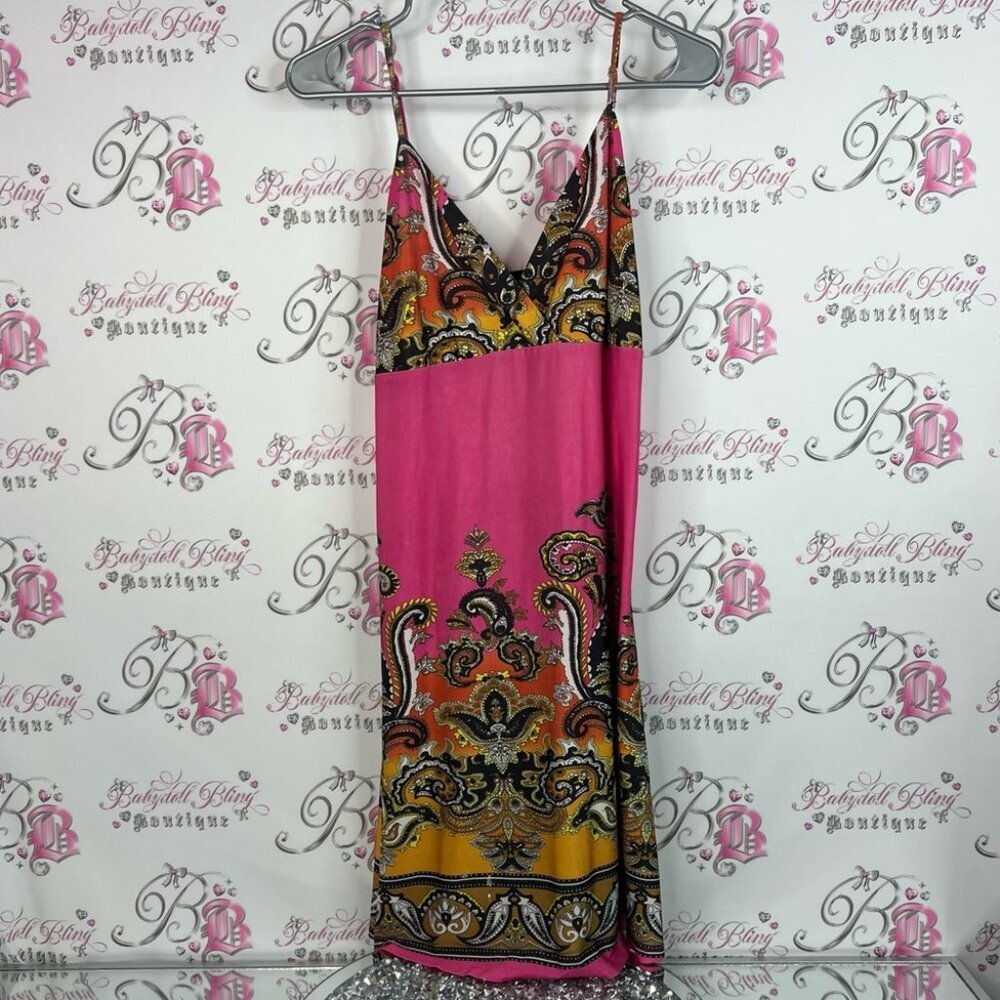 Candy couture dress tank style ombré boho Pink and Orange Paisley Dress